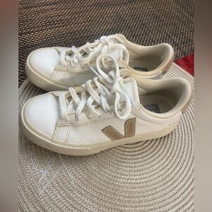 Veja White and Beige Sneakers